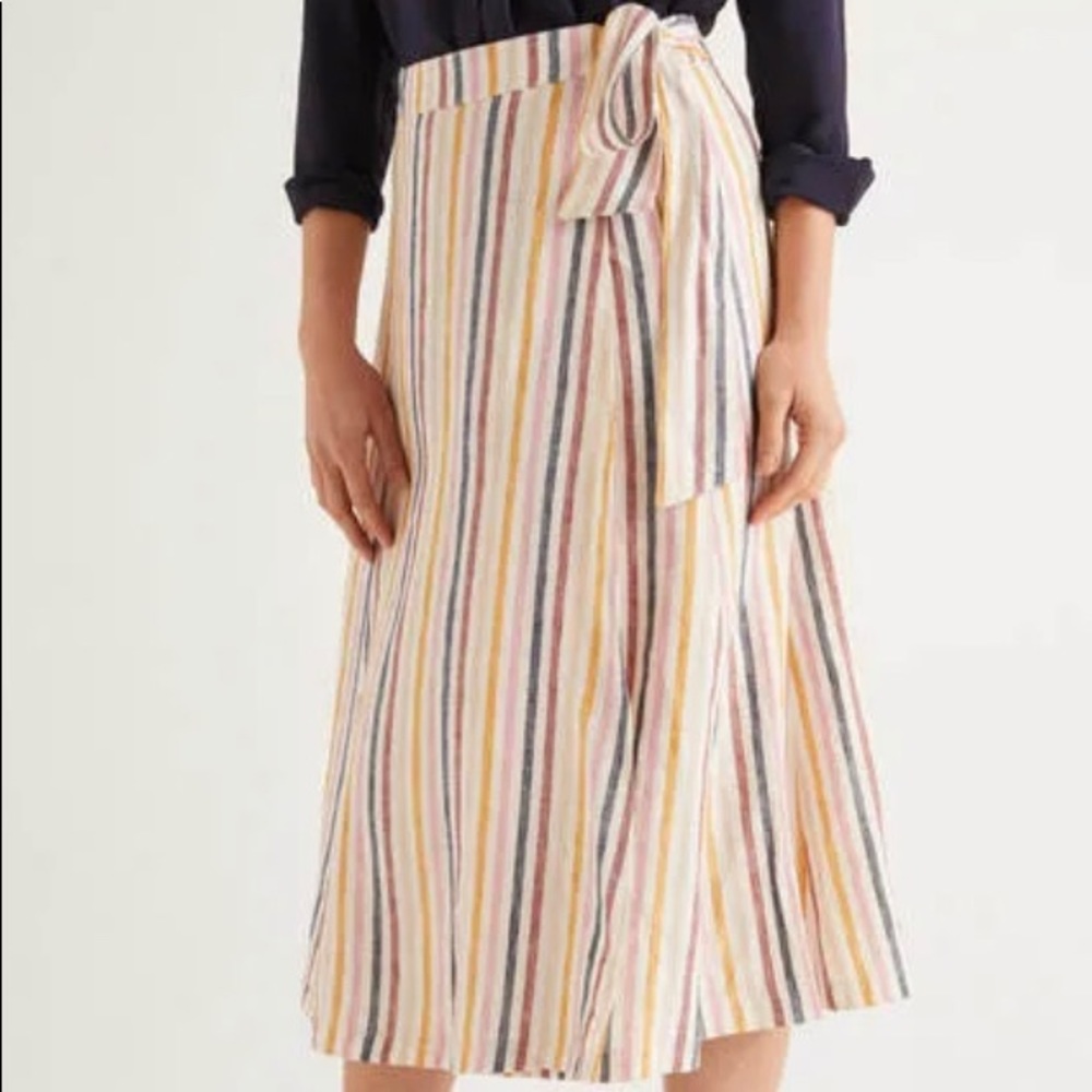 Boden linen wrap skirt in stripe
